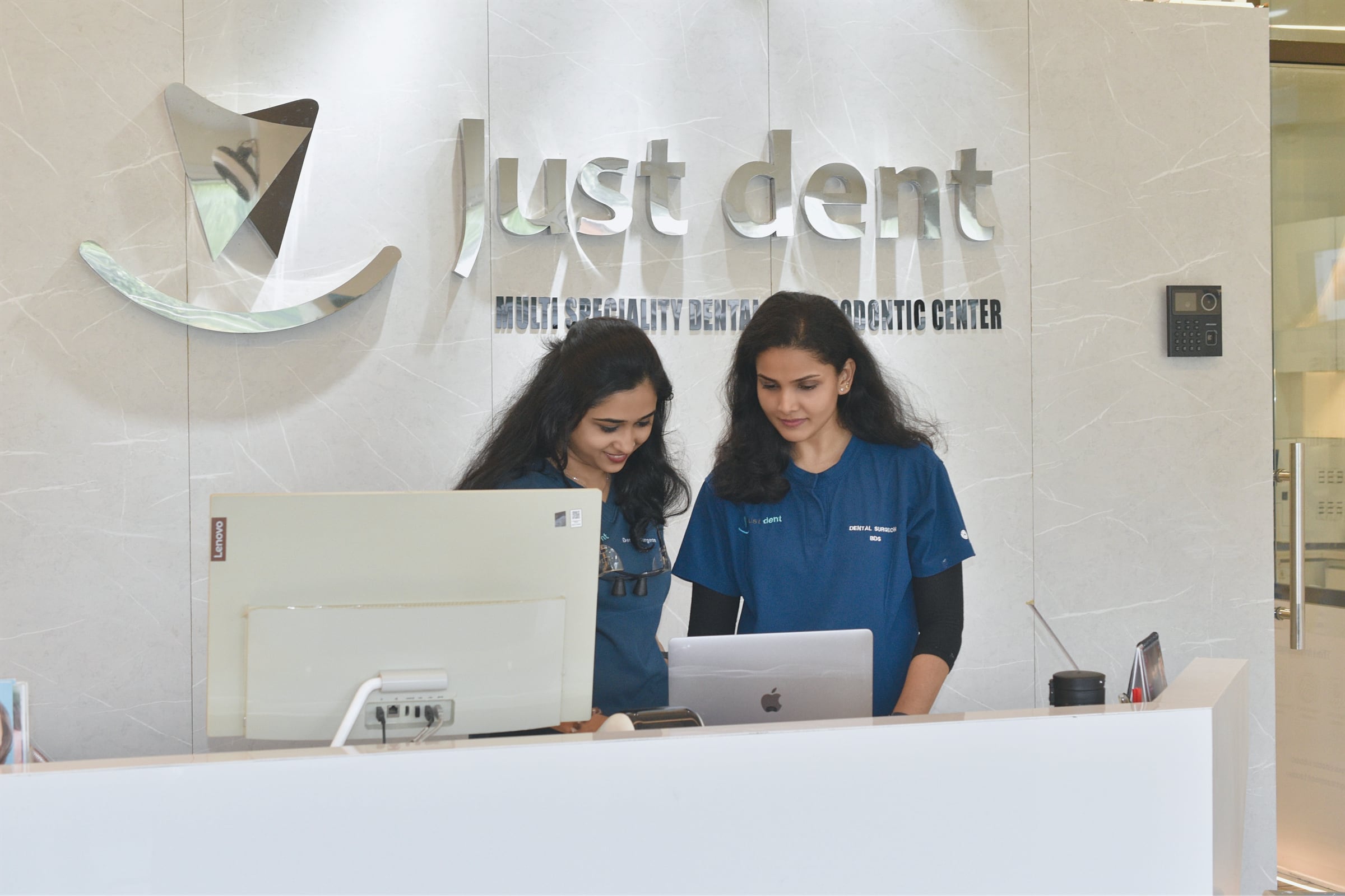 Reception area at Just Dent's Kayamkulam clinic
