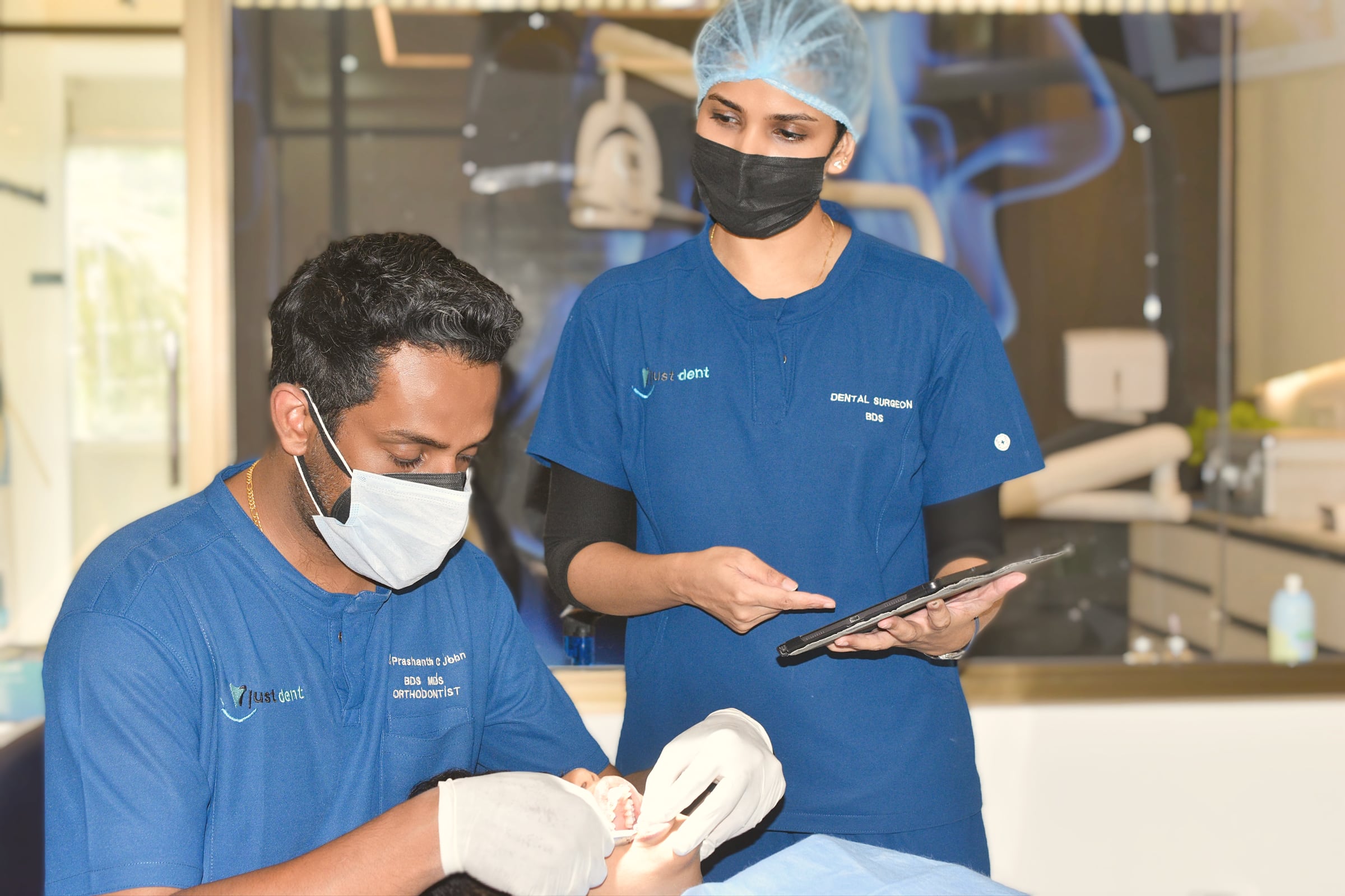The Just Dent clinical team preparing for a procedure