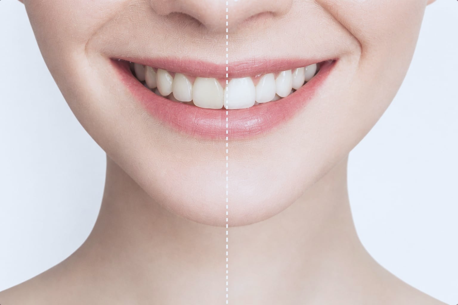 Smile before and after cosmetic treatment