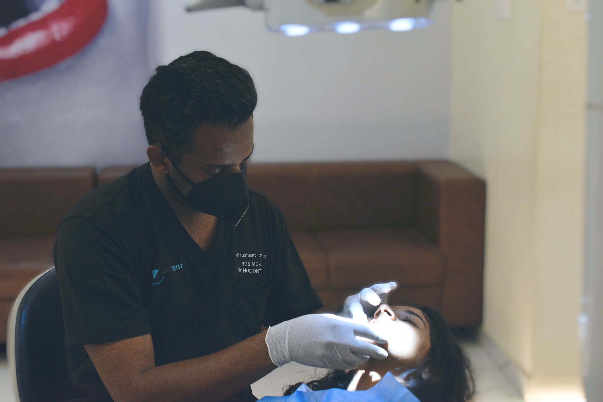 Chair-side treatment in progress at Just Dent